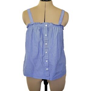 J. Crew Top Women's Size 4 Blue White Striped Button-up Sleeveless Shirt Cotton
